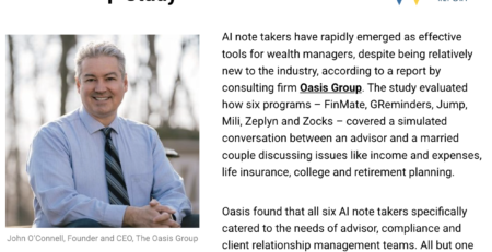 AI Note Takers Help Wealth Managers: Oasis Group Study