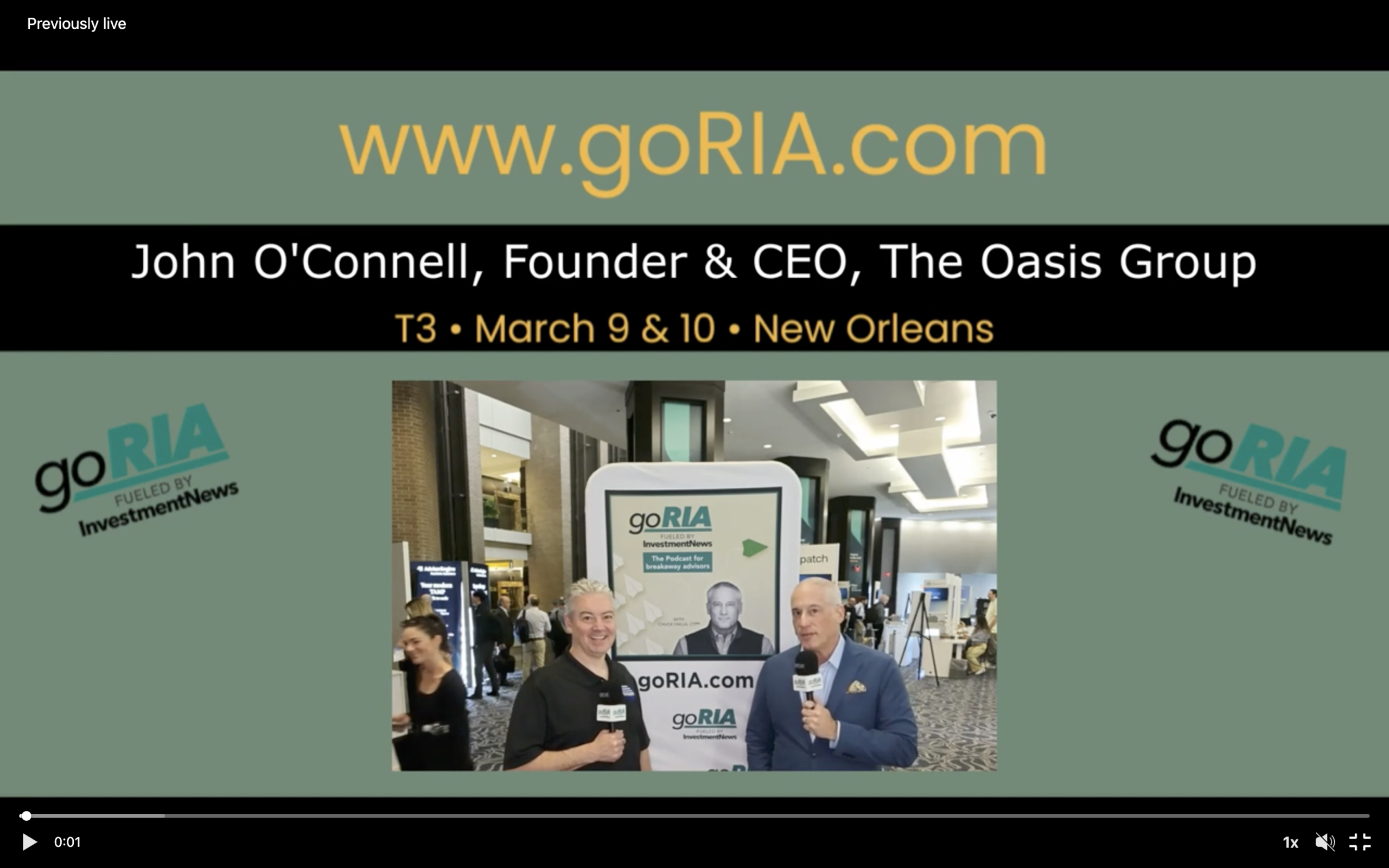 www.goRIA.com John O'Connell Founder of the Oasis Group T3 2026