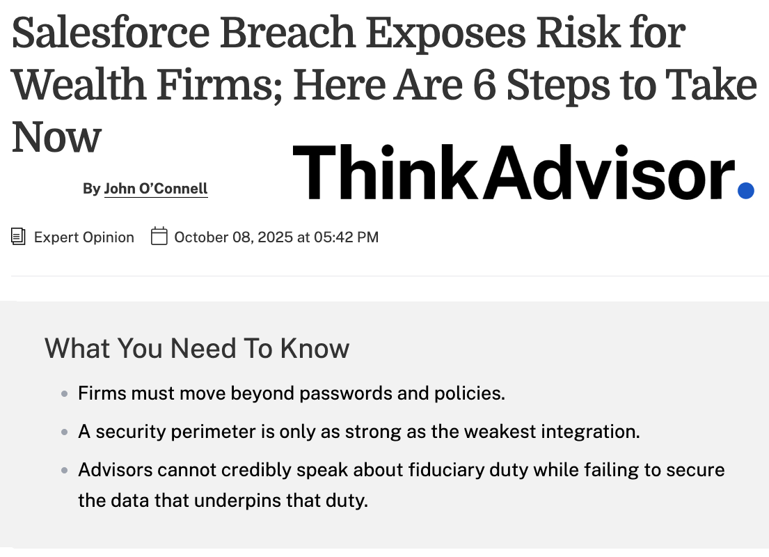 Salesforce Breach Exposes Risk for Wealth Firms; Here Are 6 Steps to Take Now