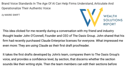 John O'Connell Featured in Wealth Solutions Report: Modern Trust-Based Communication That Scales As You Grow