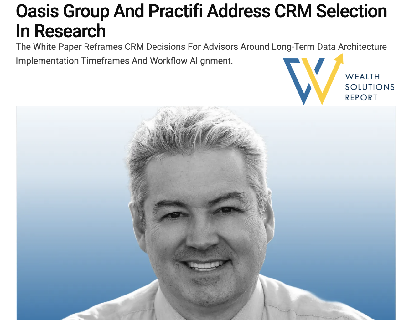 Oasis Group And Practifi Address CRM Selection In Research