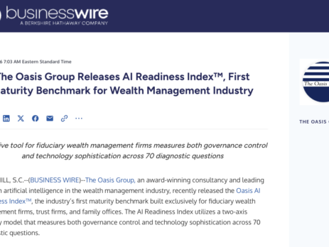 News Release: The Oasis Group Releases AI Readiness Index™, First Maturity Benchmark for Wealth Management Industry