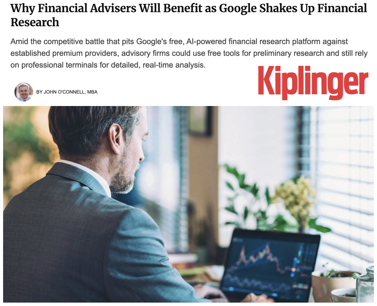 John O'Connell Published in Kiplinger: Why Financial Advisers Will Benefit as Google Shakes Up Financial Research
