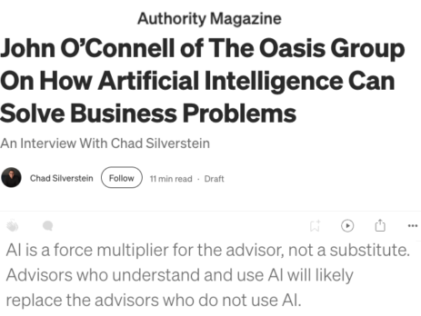 John O'Connell Profiled in Authority Magazine: How Artificial Intelligence Can Solve Business Problems